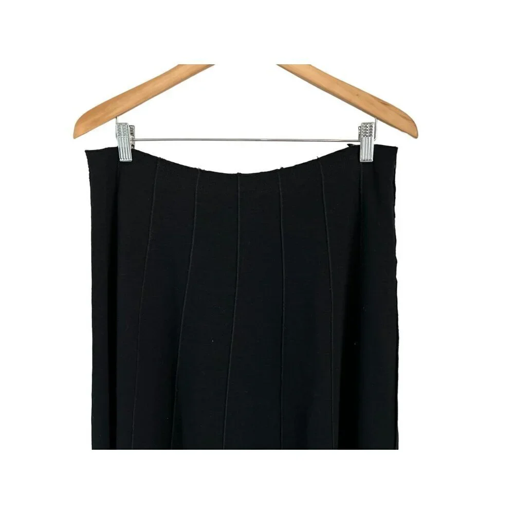 EILEEN FISHER A-Line Skirt Black Knitted Wool Viscose Blend Size Med